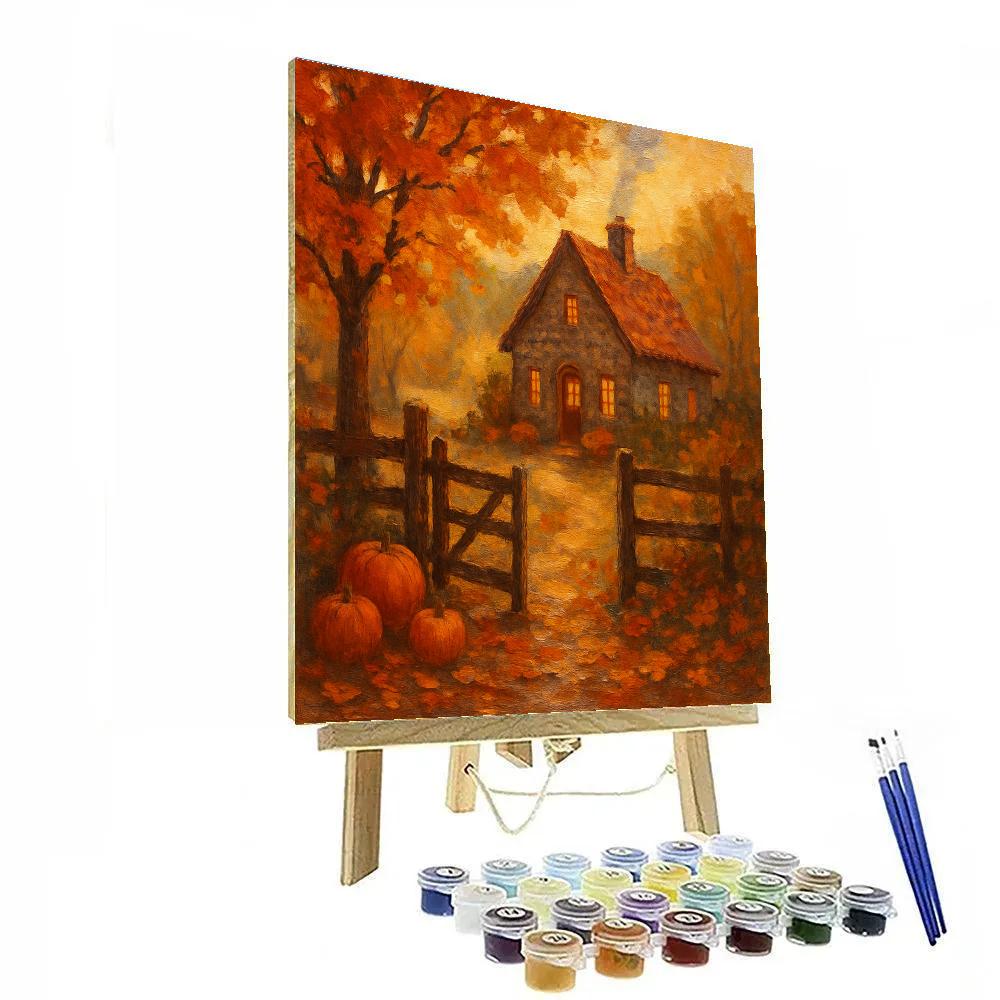 Cottage Through Autumn Veil painting number kit