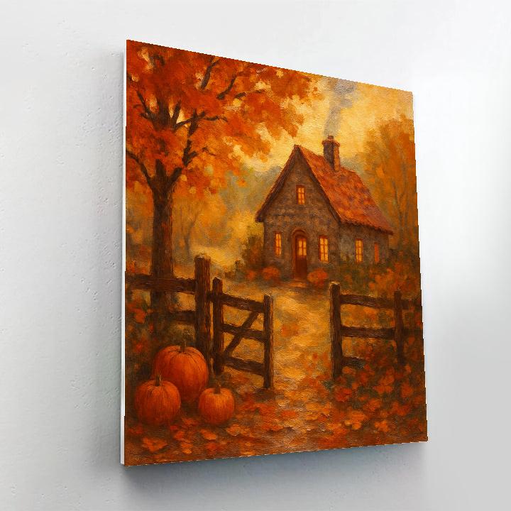 Cottage Through Autumn Veil painting number kit