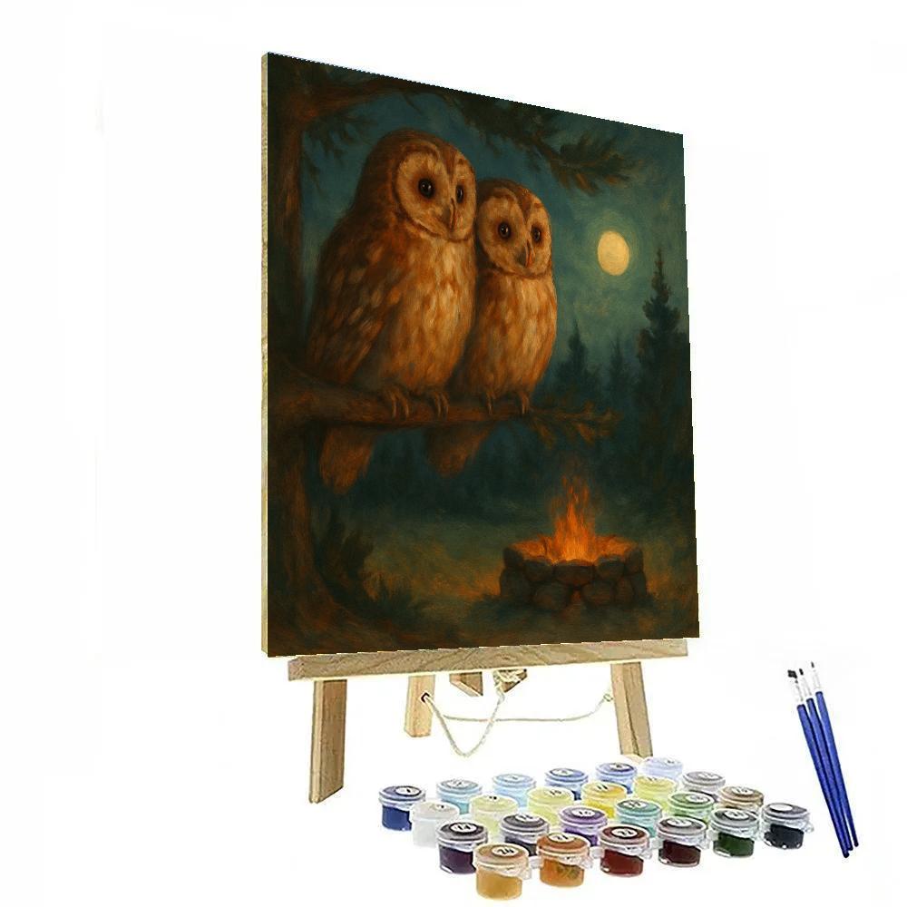 Owls At Hearthside Clearing painting number kit