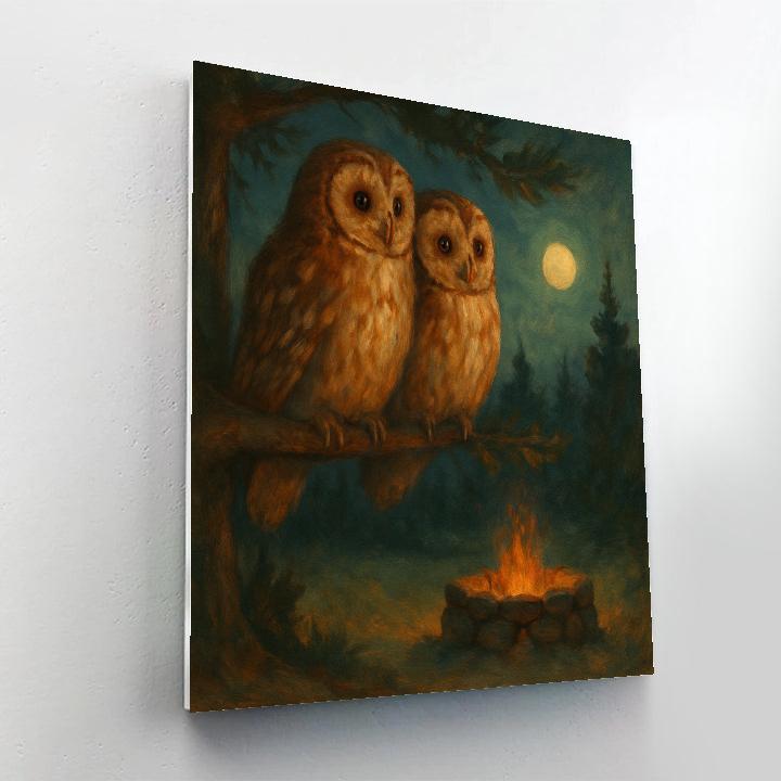 Owls At Hearthside Clearing painting number kit