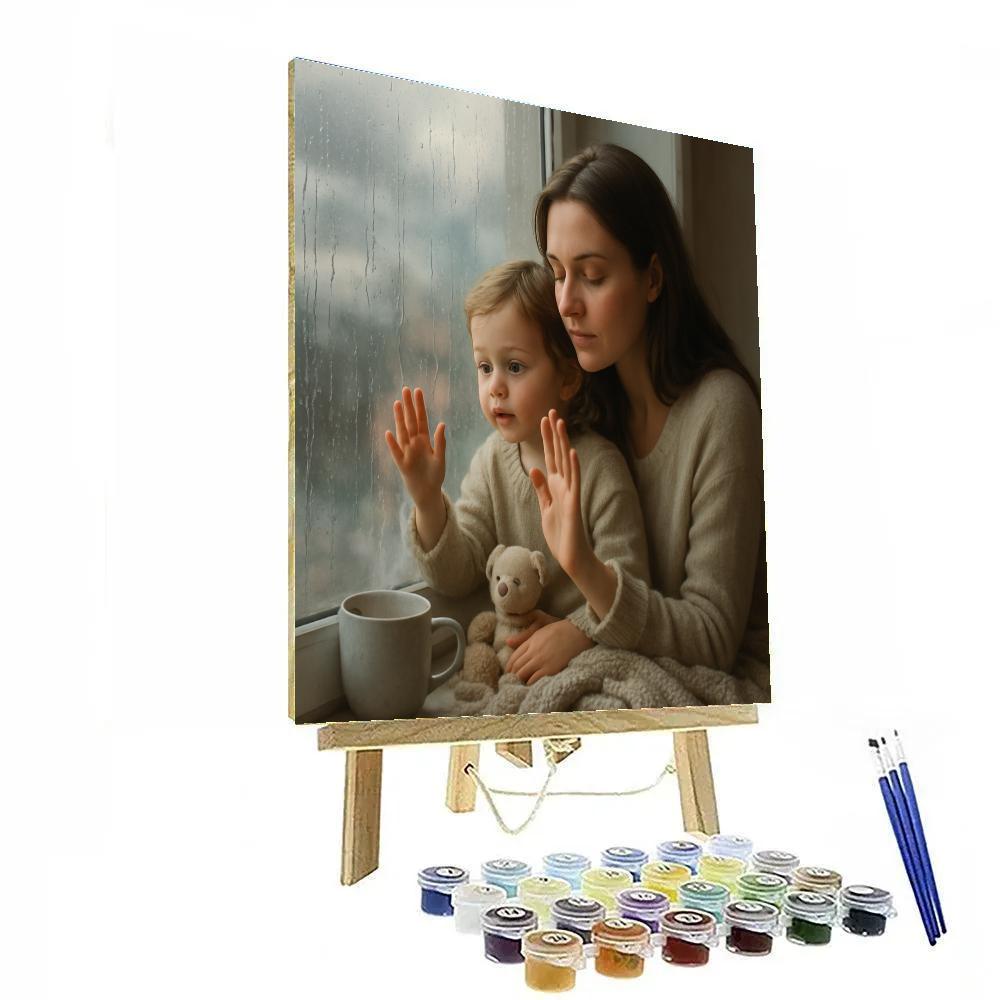 Rainy Day Window View Number painting