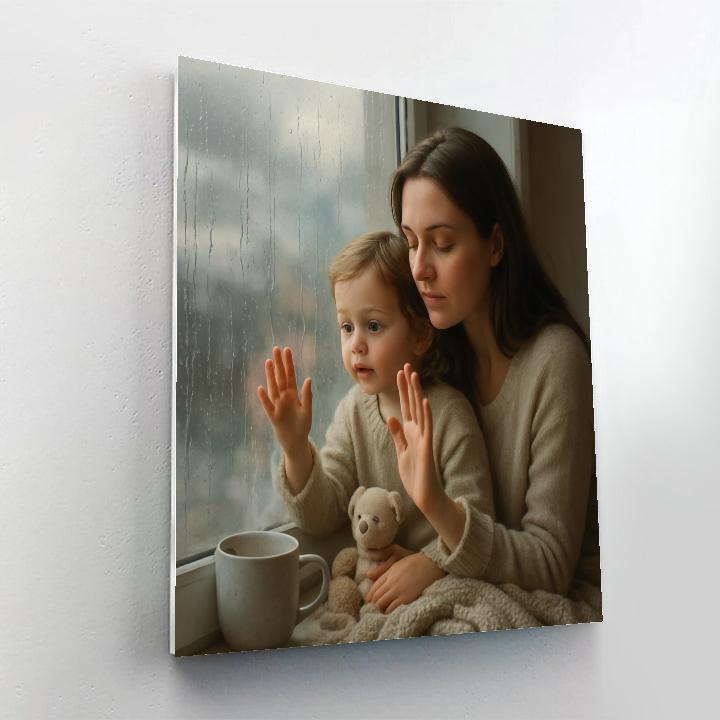 Rainy Day Window View Number painting