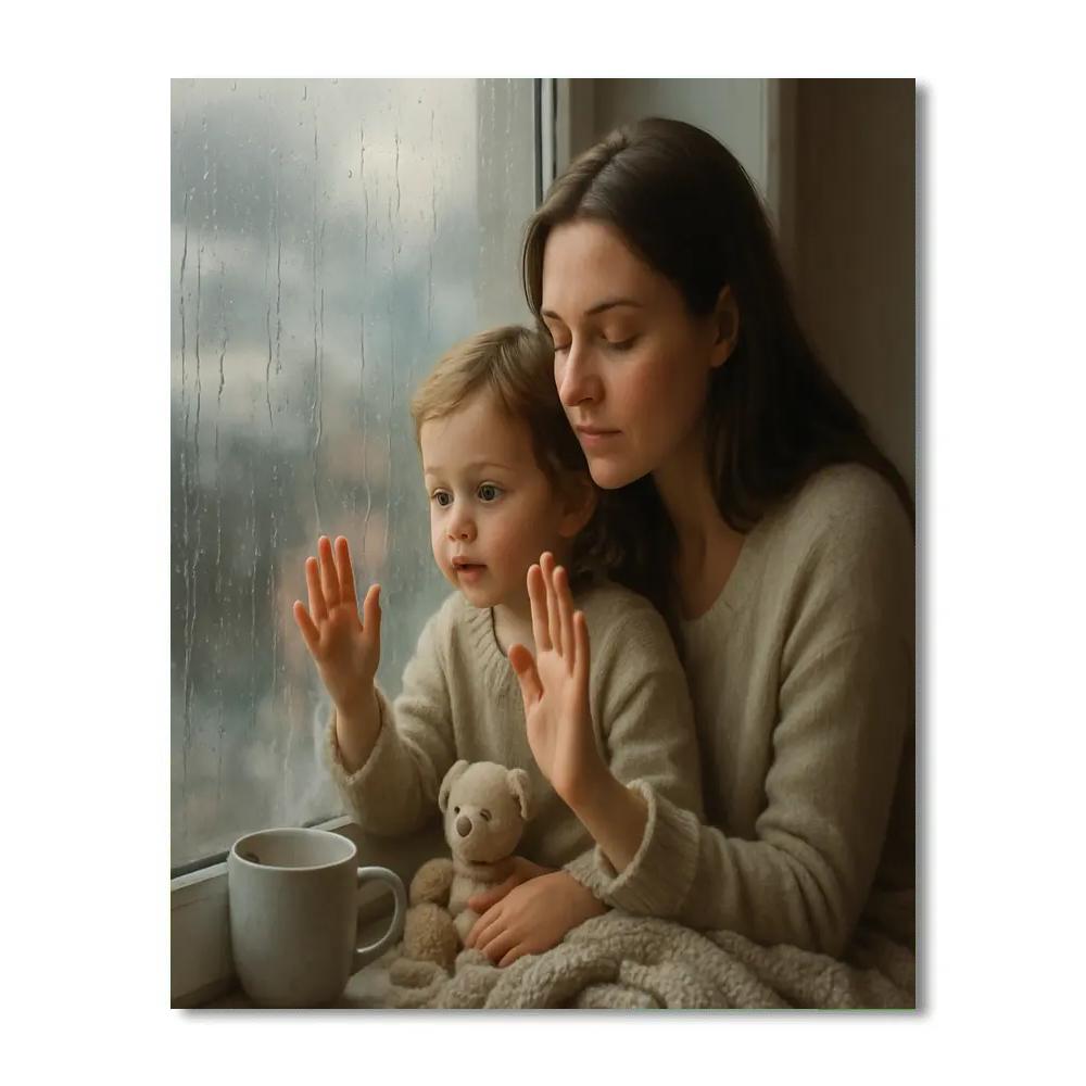 Rainy Day Window View Number painting