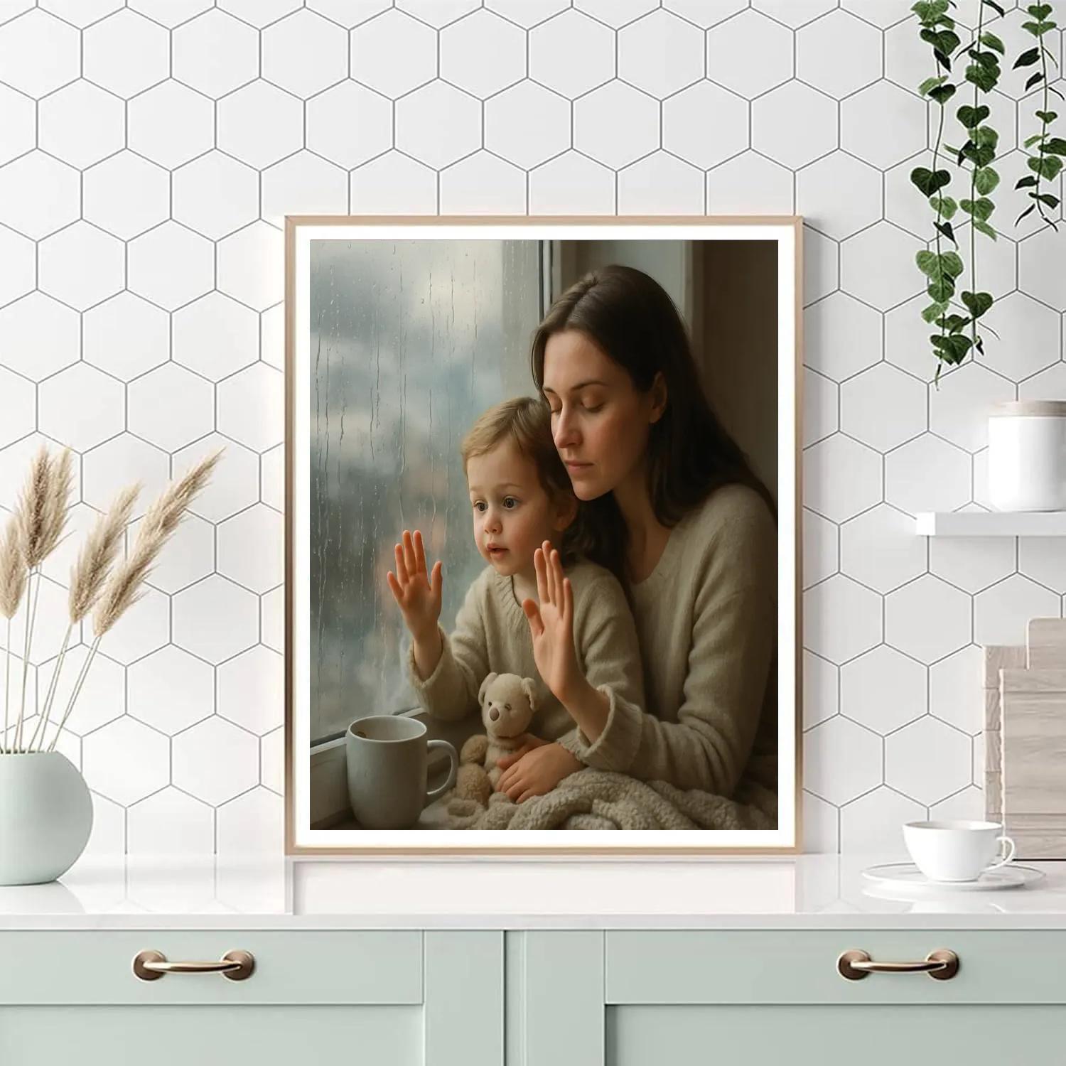 Rainy Day Window View Number painting