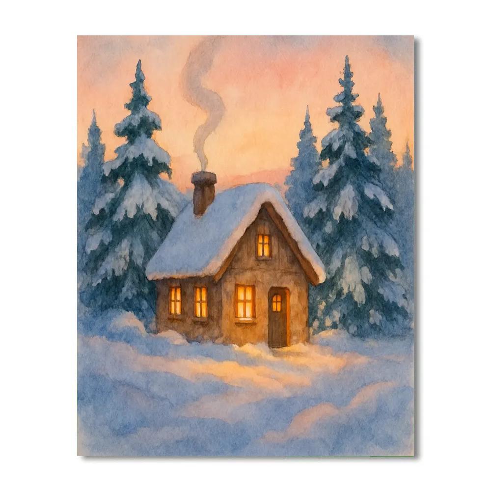 Cottage With Ember Glow Painting by numbers kit