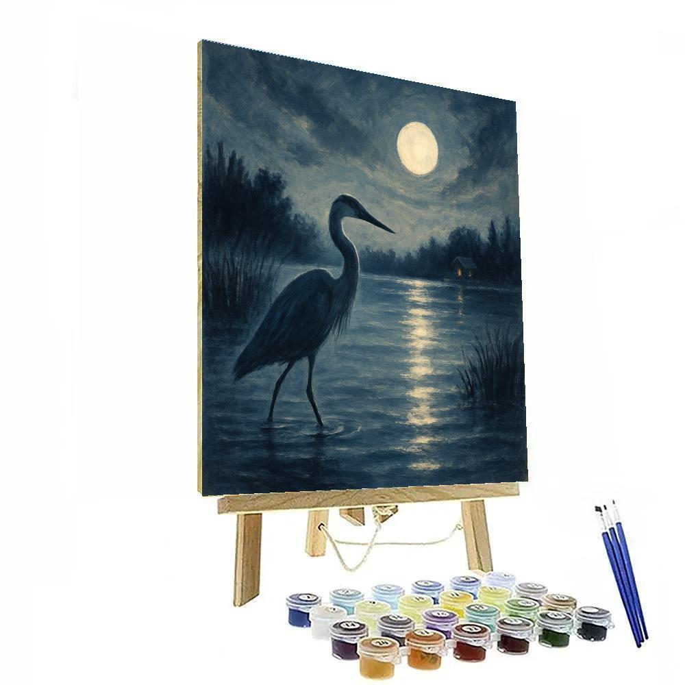 Moonlit Heron Passage DIY paint by numbers