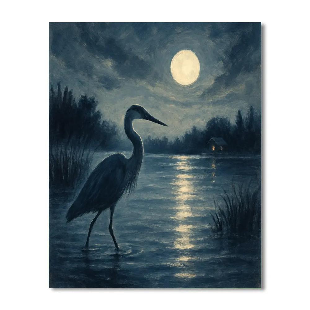 Moonlit Heron Passage DIY paint by numbers