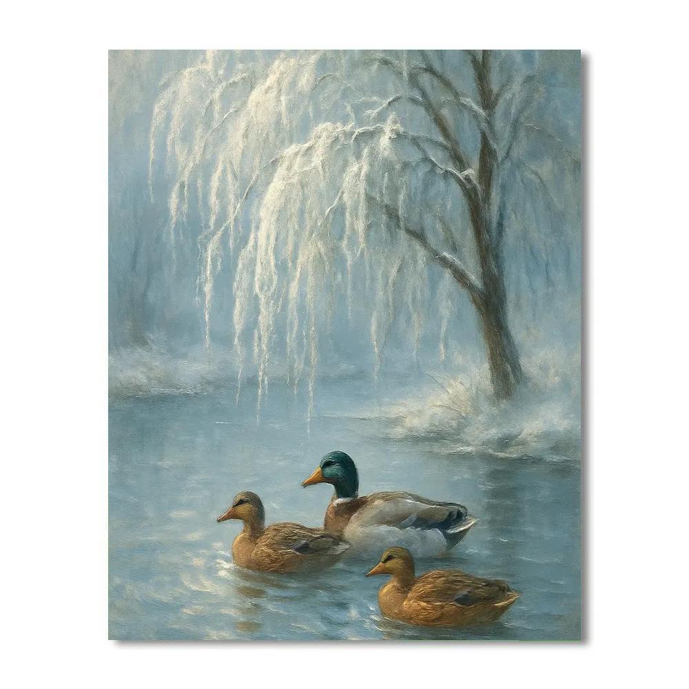 Ducks Under Frosted Willow Paint by numbers kits