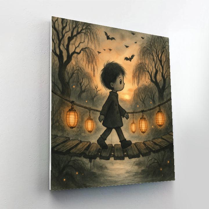 Lanterns On Hollow Bridge painting number kit