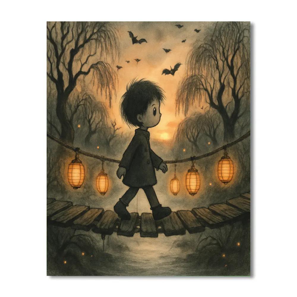 Lanterns On Hollow Bridge painting number kit