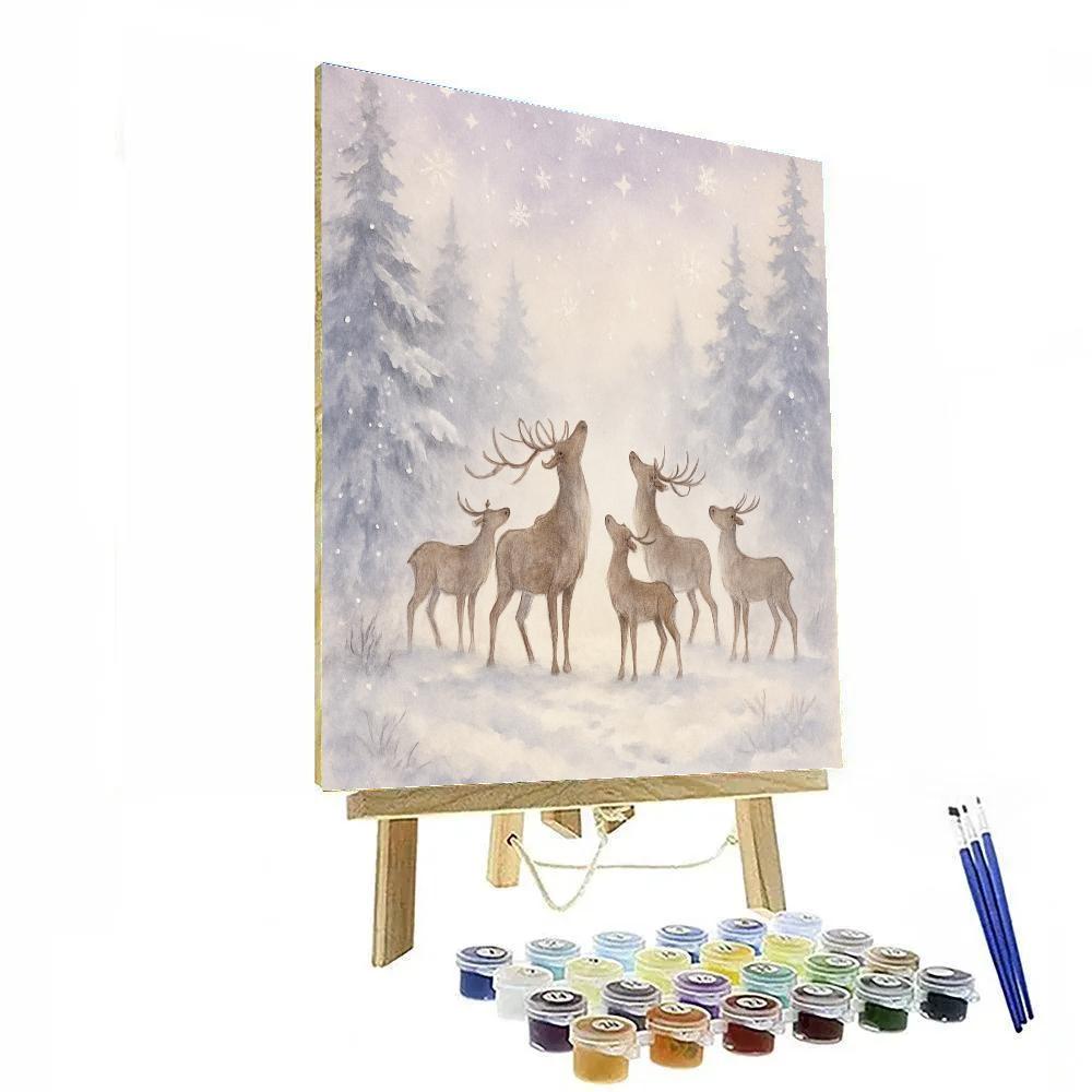 Moonlit Reindeer Clearing painting number kit