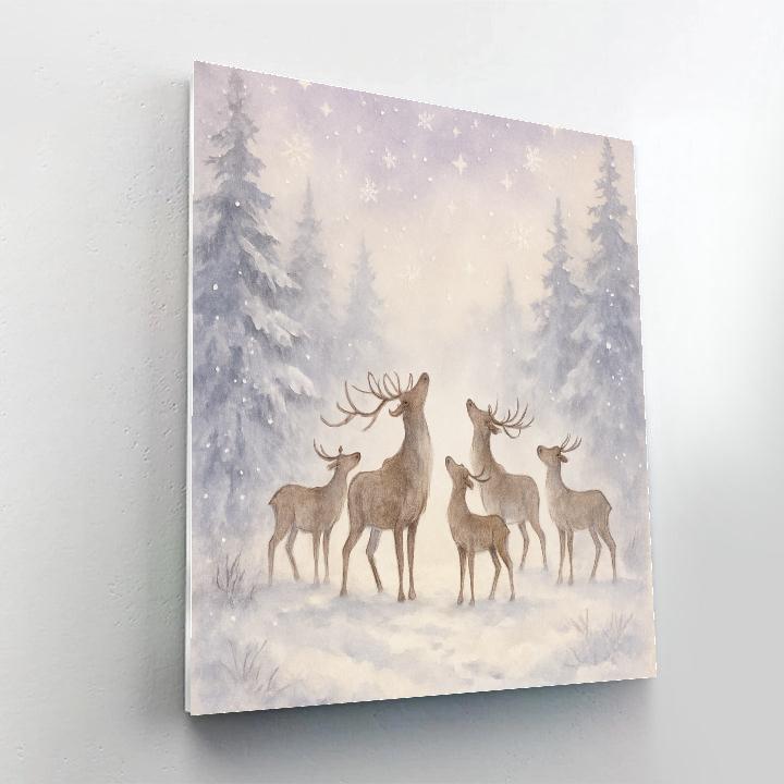 Moonlit Reindeer Clearing painting number kit