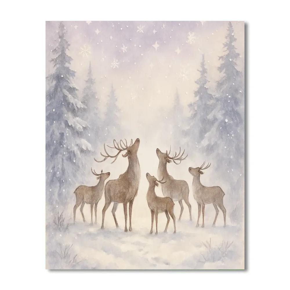 Moonlit Reindeer Clearing painting number kit