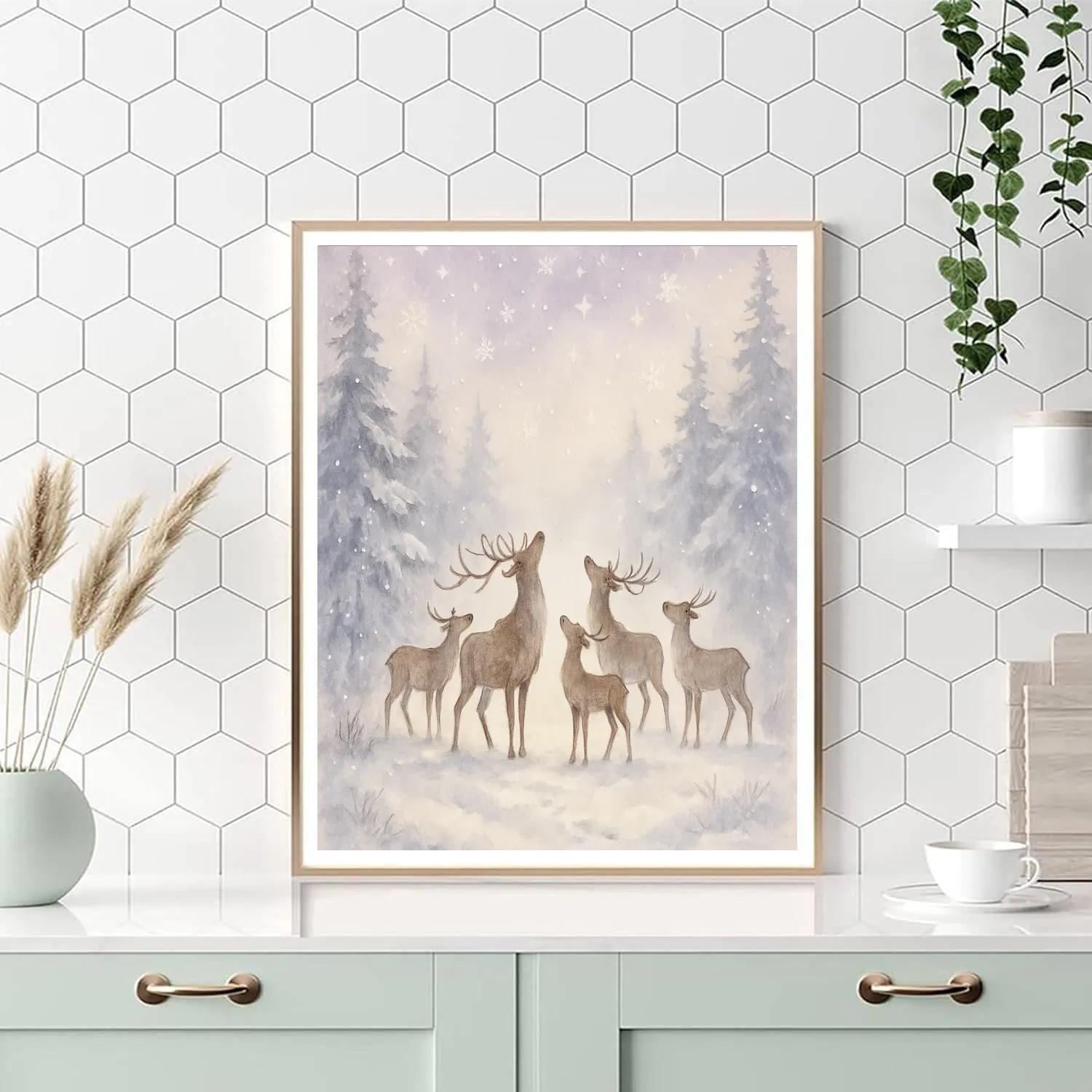 Moonlit Reindeer Clearing painting number kit