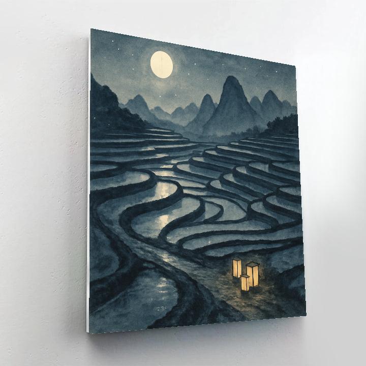 Moonlit Rice Terraces paint by numbers