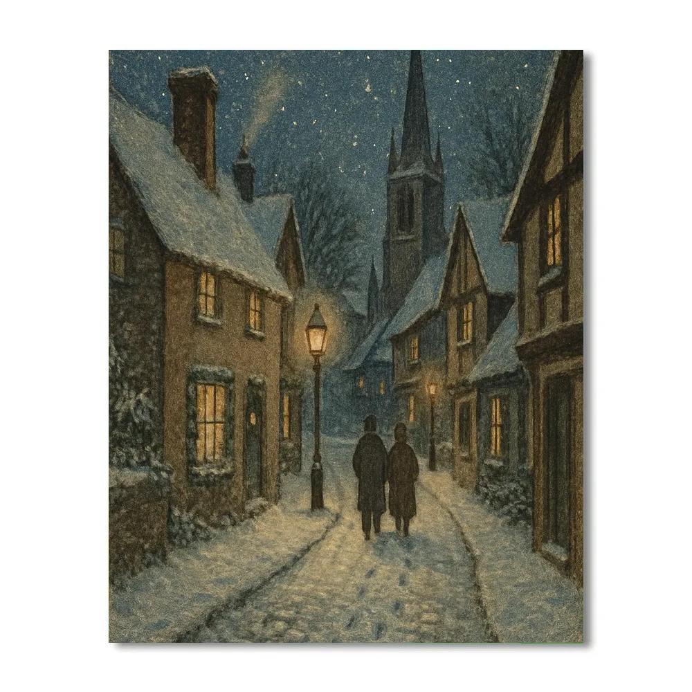 Starlit Village Lane Painting by numbers kit