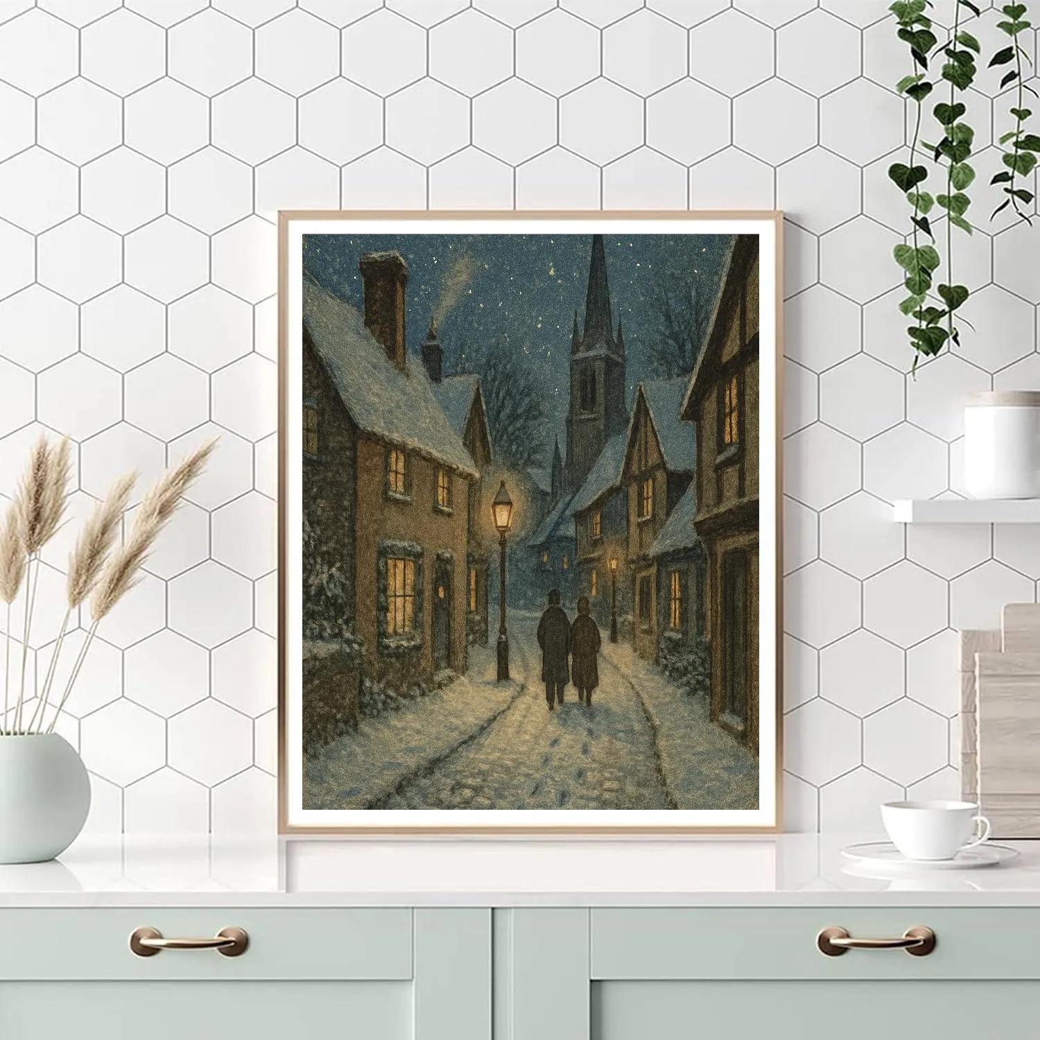 Starlit Village Lane Painting by numbers kit