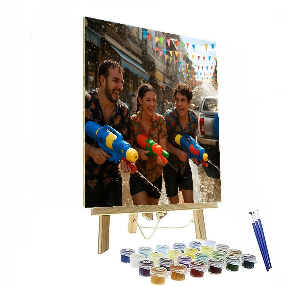 Songkran Water Festival Splash Paint by numbers kits