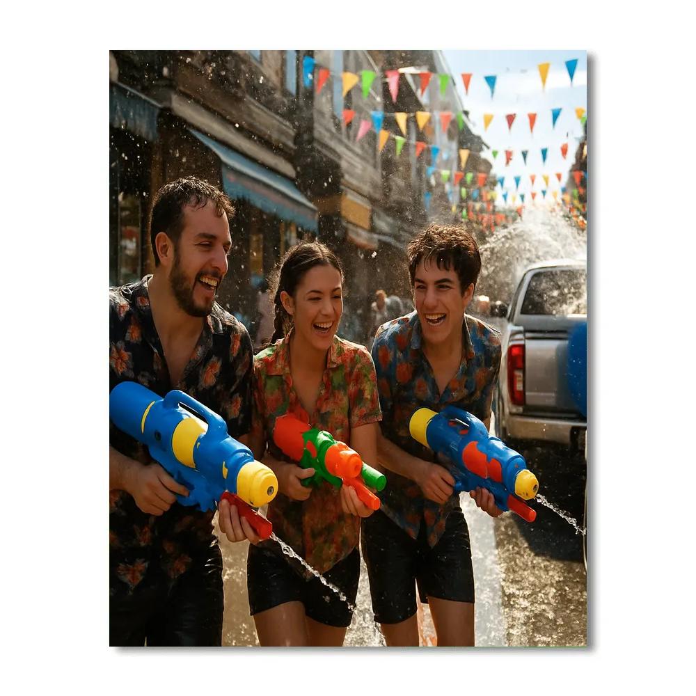 Songkran Water Festival Splash Paint by numbers kits