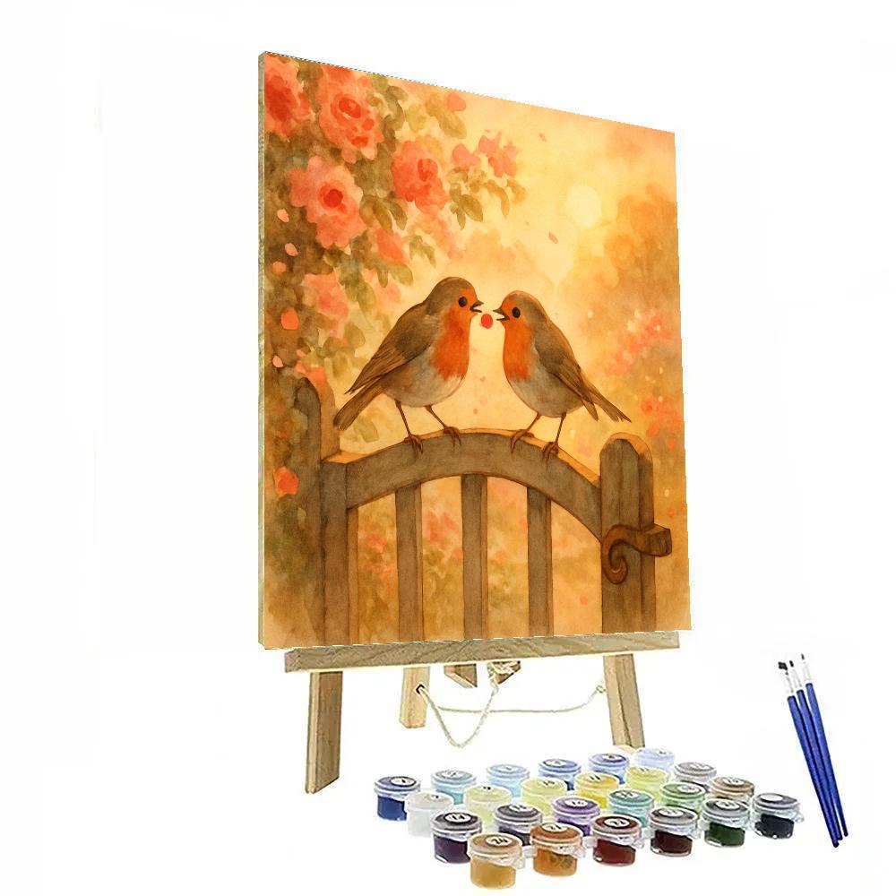 Robins In The Garden Gate DIY paint by numbers