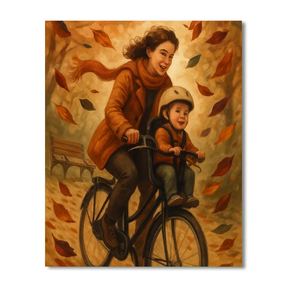Biking Through Autumn paint by numbers
