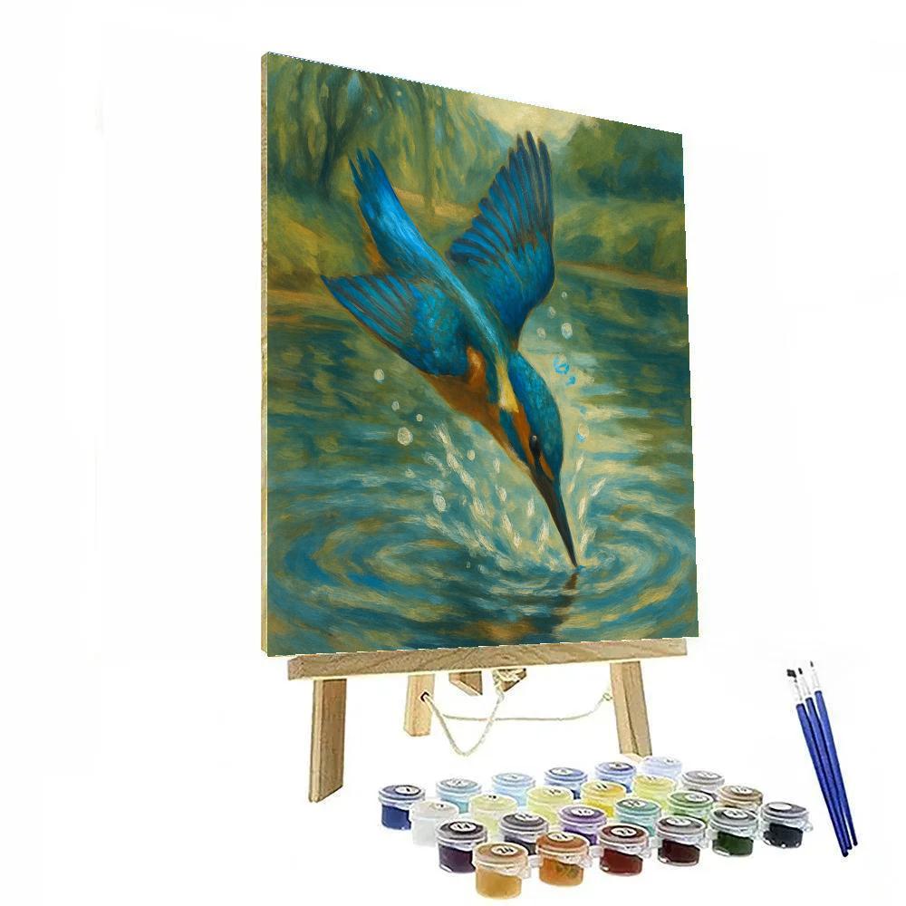Kingfisher Splash Over Riverbend Paint by numbers kits