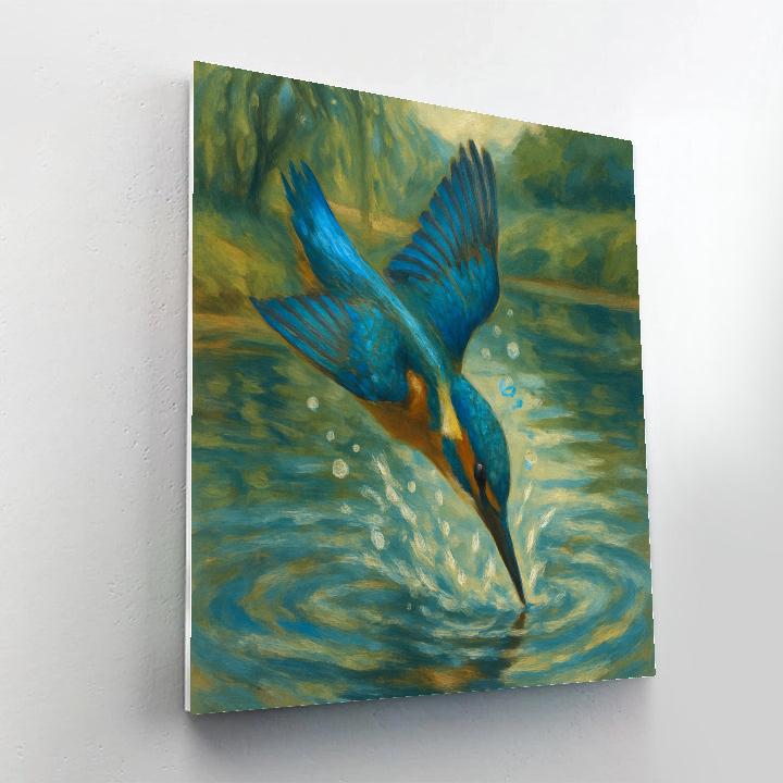 Kingfisher Splash Over Riverbend Paint by numbers kits