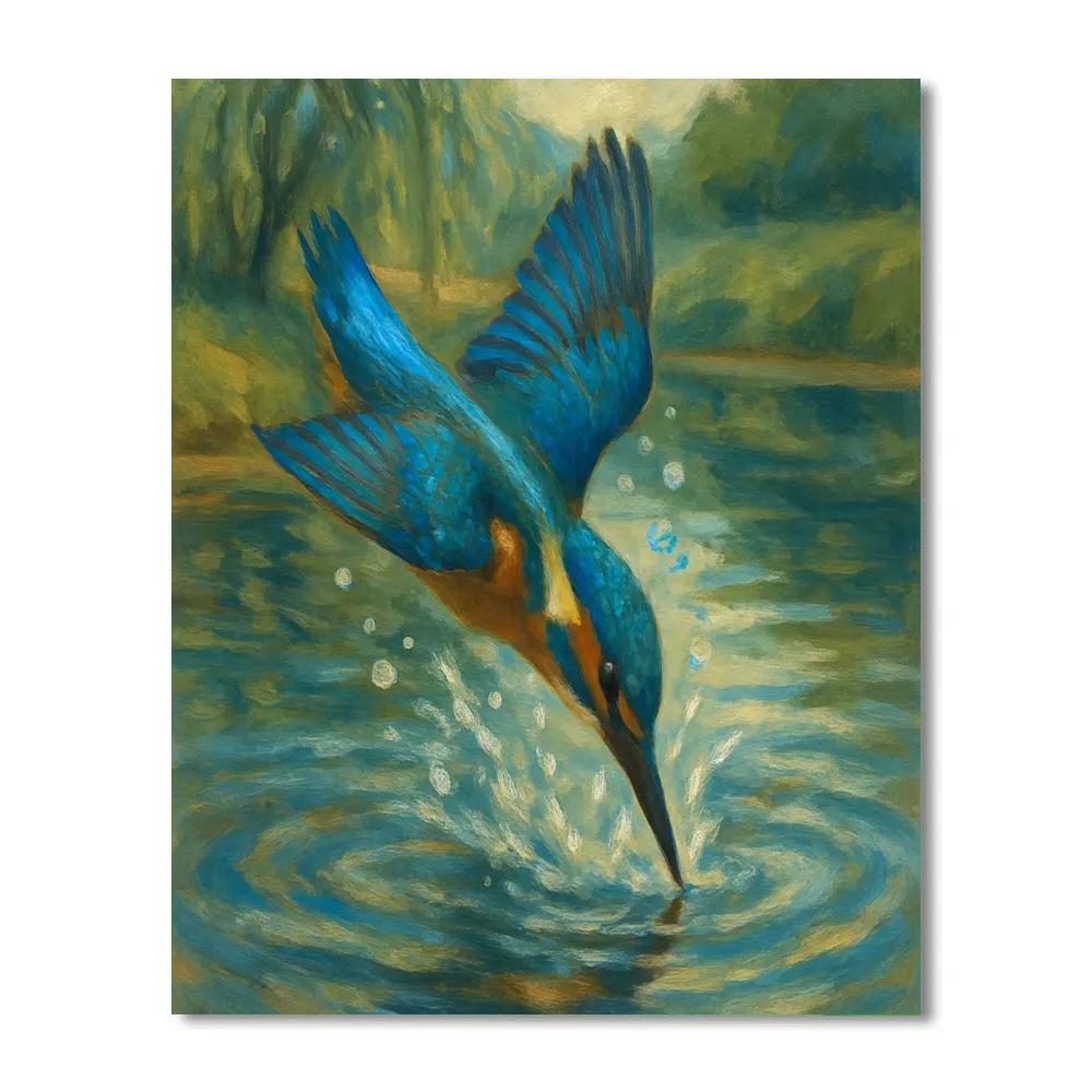 Kingfisher Splash Over Riverbend Paint by numbers kits