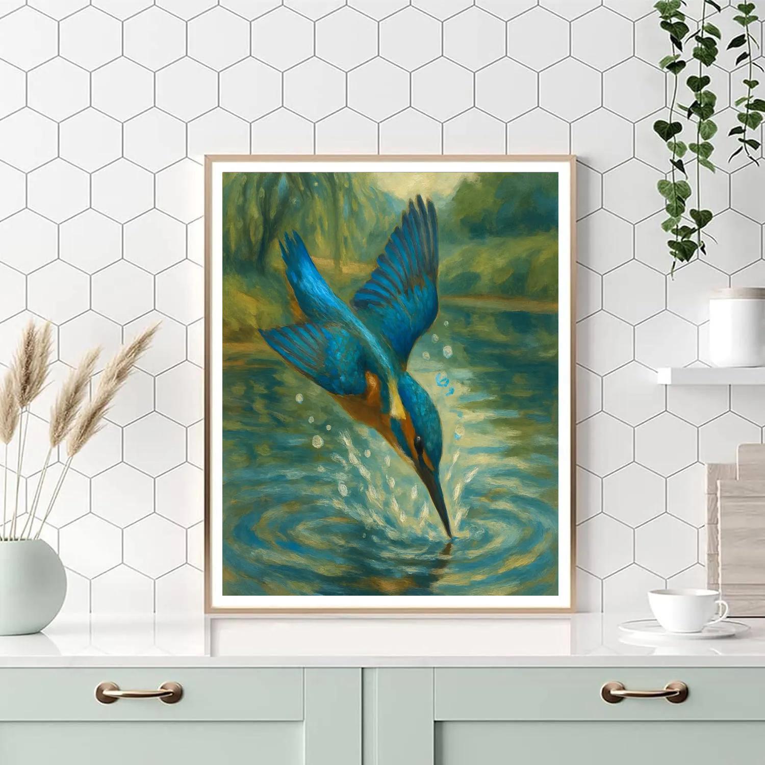 Kingfisher Splash Over Riverbend Paint by numbers kits