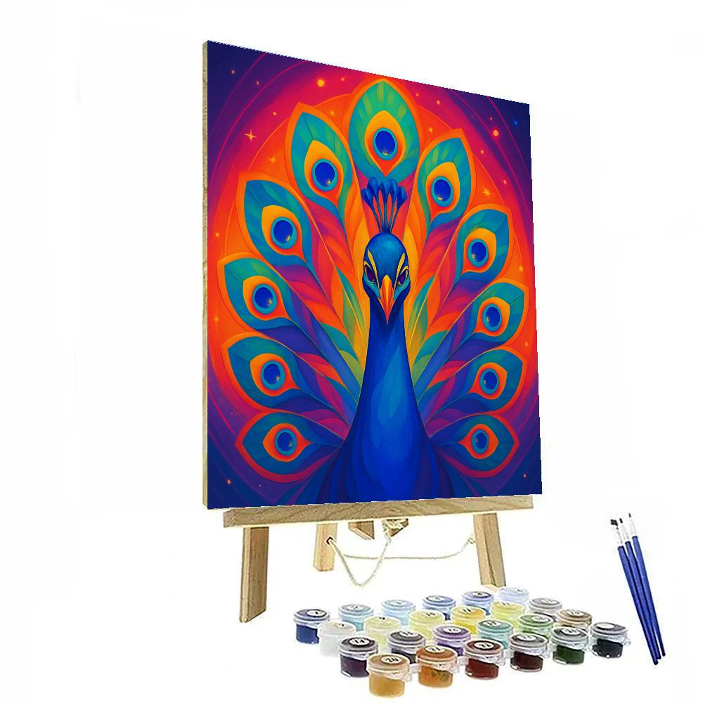 Celestial Peacock Burst Numbered painting kits