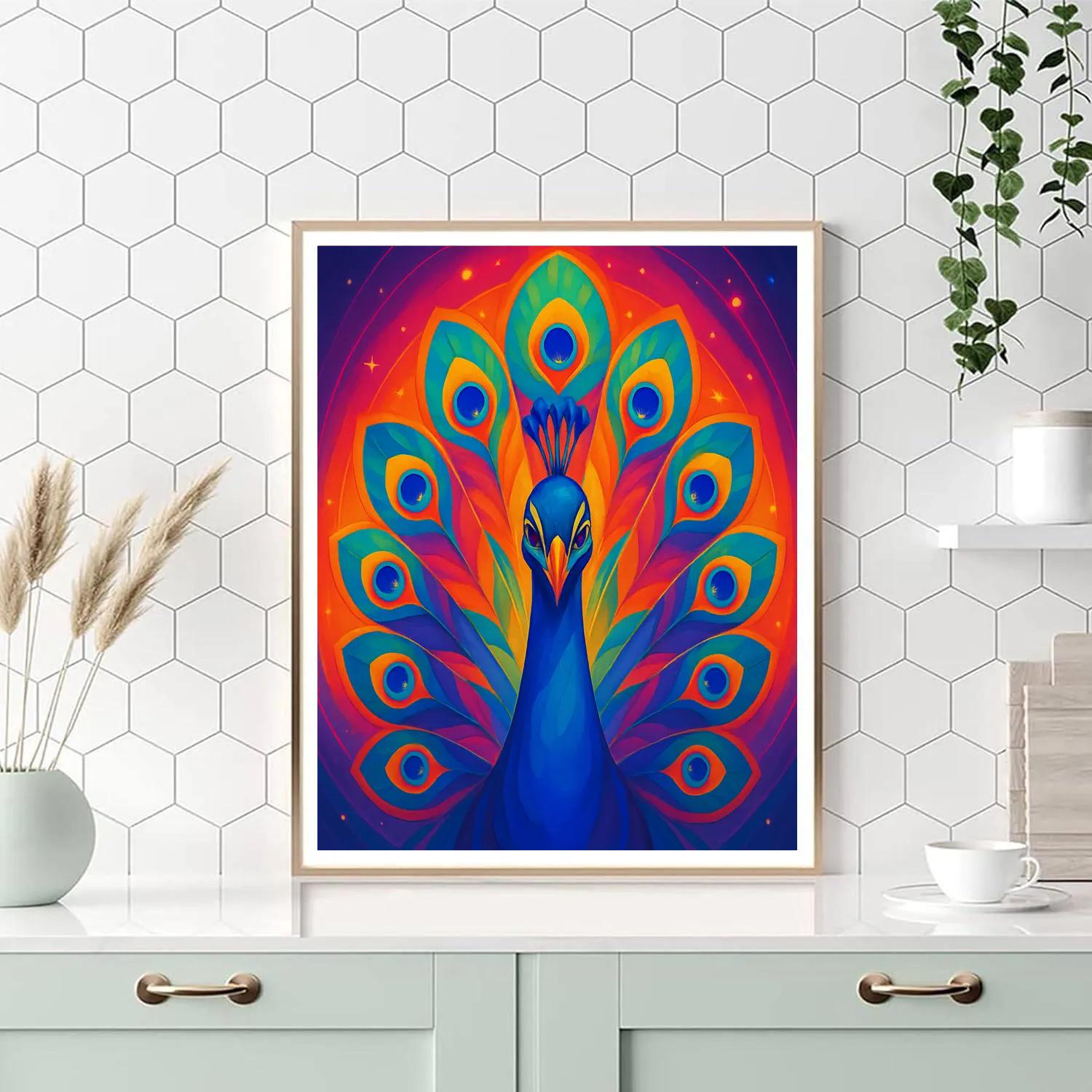 Celestial Peacock Burst Numbered painting kits