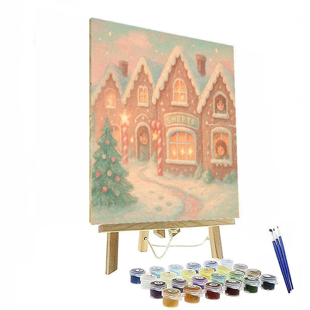 Gingerbread Lane Twilight Paint by numbers art