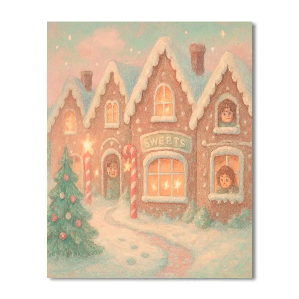 Gingerbread Lane Twilight Paint by numbers art