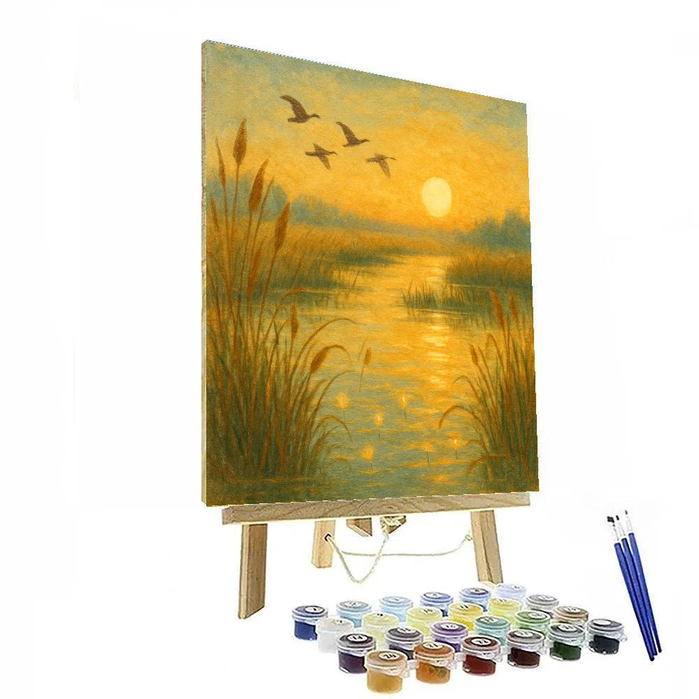 Golden Fen Sunrise Paint by numbers art