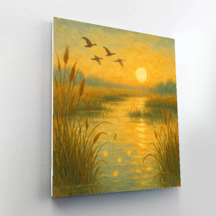 Golden Fen Sunrise Paint by numbers art