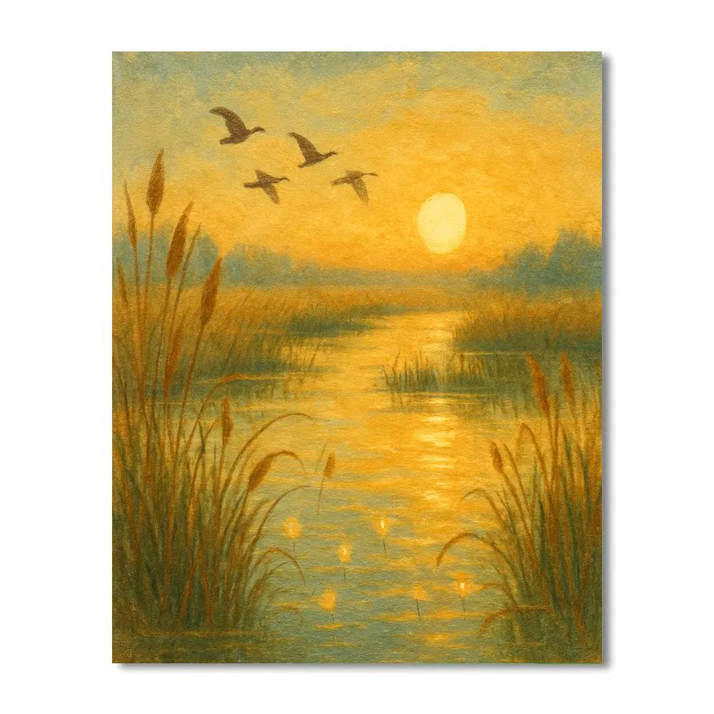 Golden Fen Sunrise Paint by numbers art
