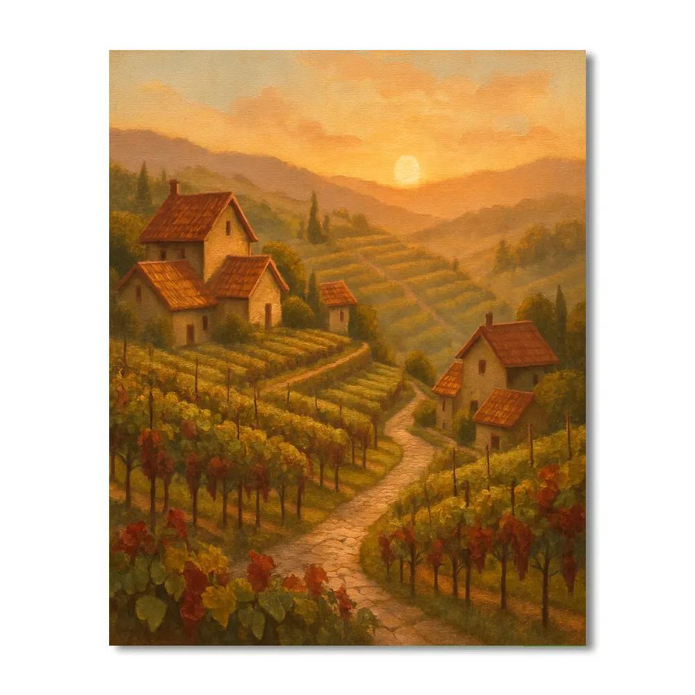 Sunrise Over Rooftop Vineyards paint by color