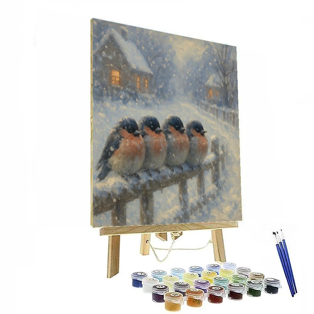 Snowy Songbirds In Winter Lane DIY paint by numbers