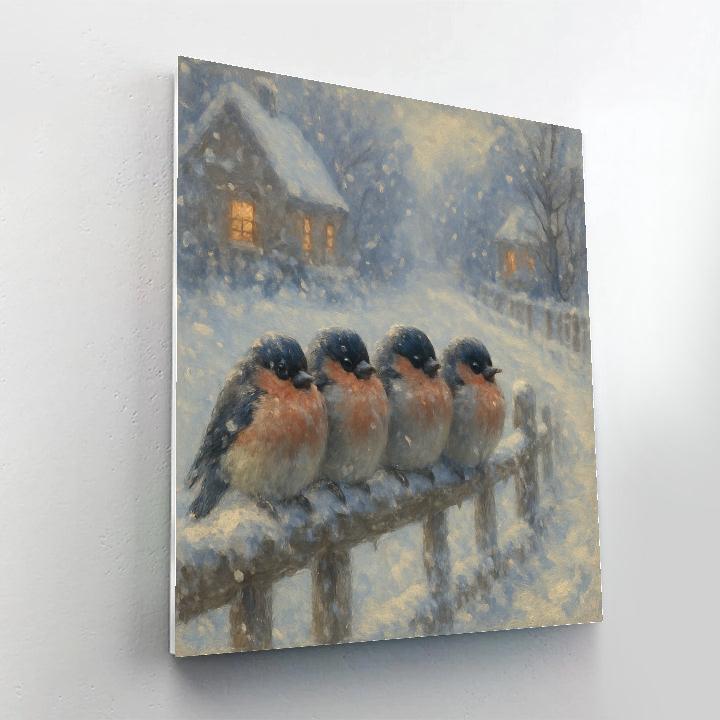 Snowy Songbirds In Winter Lane DIY paint by numbers