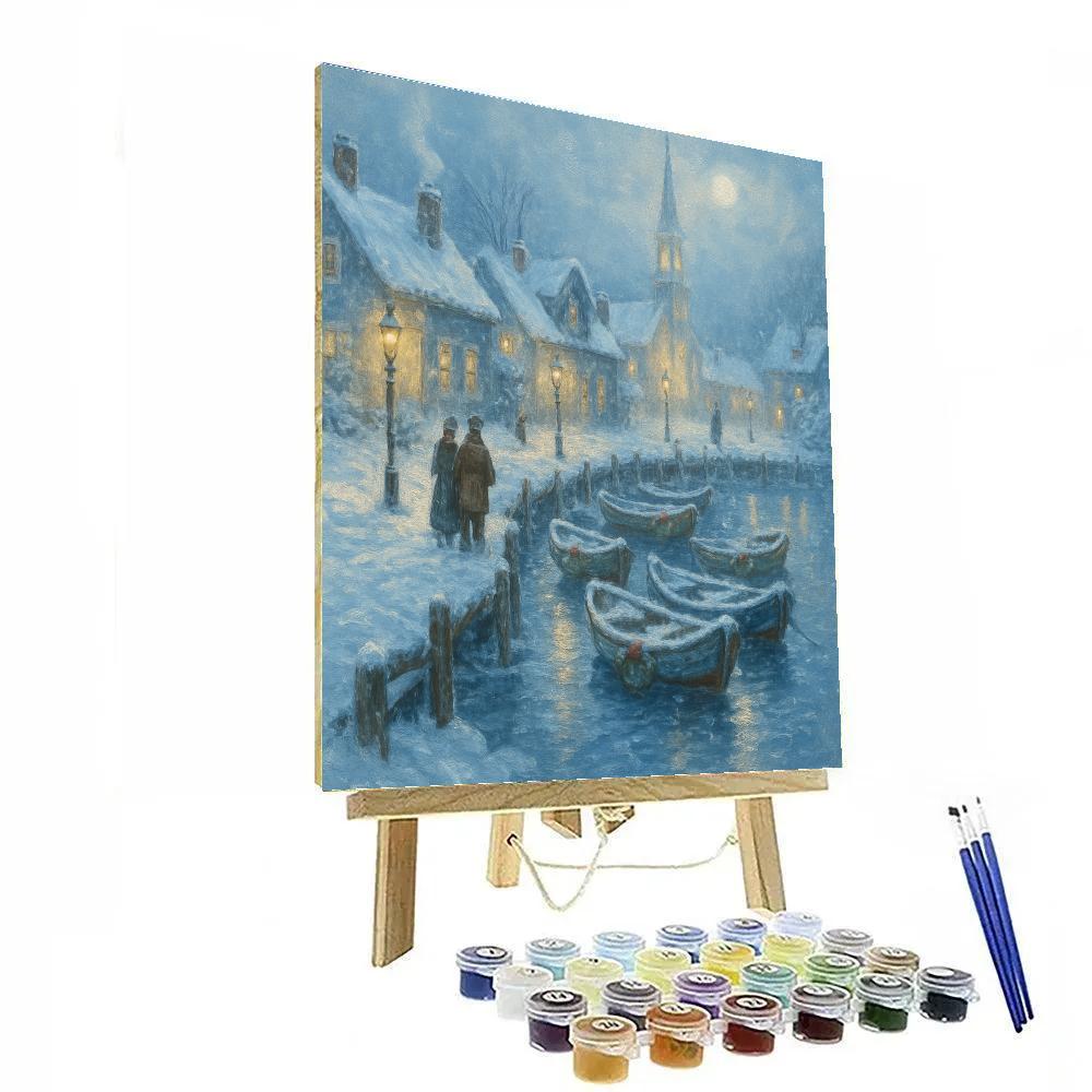 Snowglobe Harbor Evening painting number kit