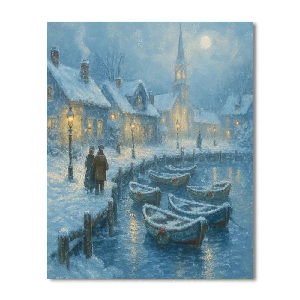 Snowglobe Harbor Evening painting number kit