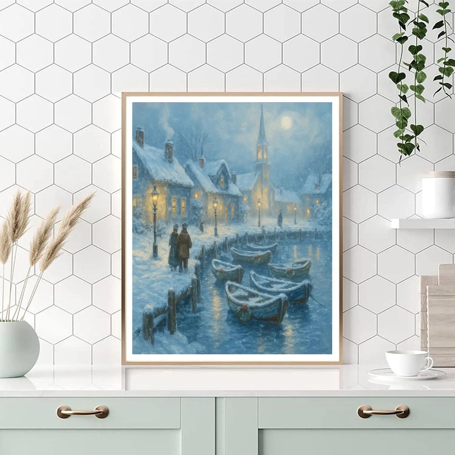 Snowglobe Harbor Evening painting number kit