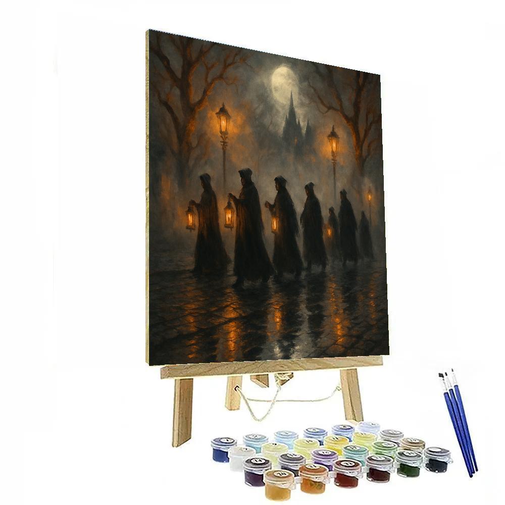 Cobblestone Lantern Procession paint by numbers
