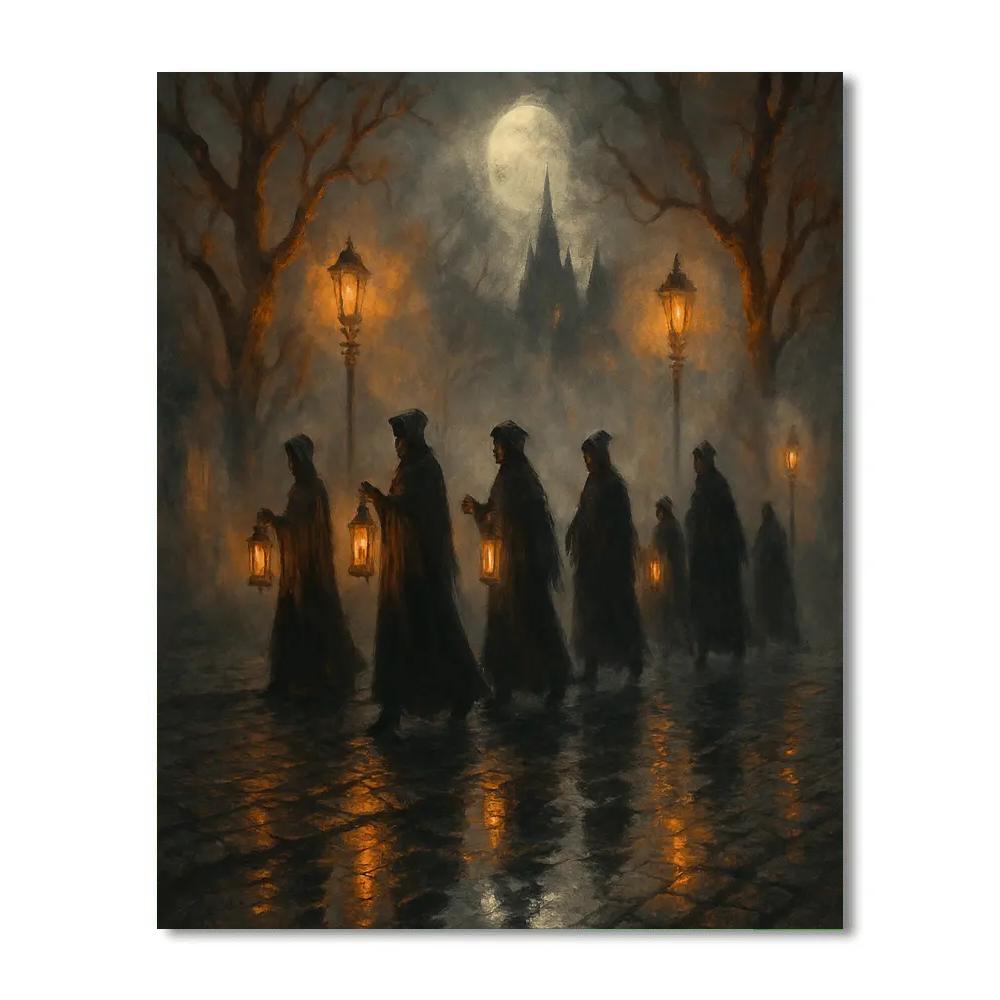 Cobblestone Lantern Procession paint by numbers