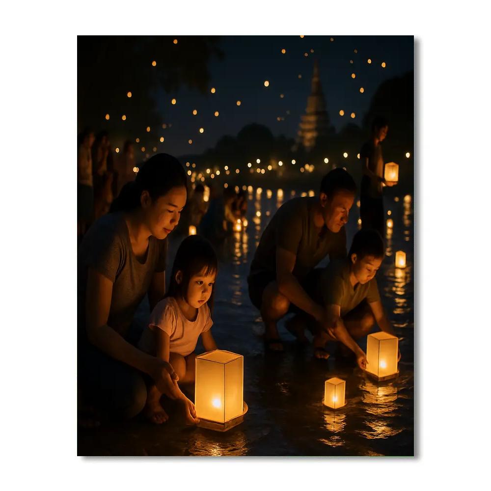 Lantern Festival River Release paint by numbers
