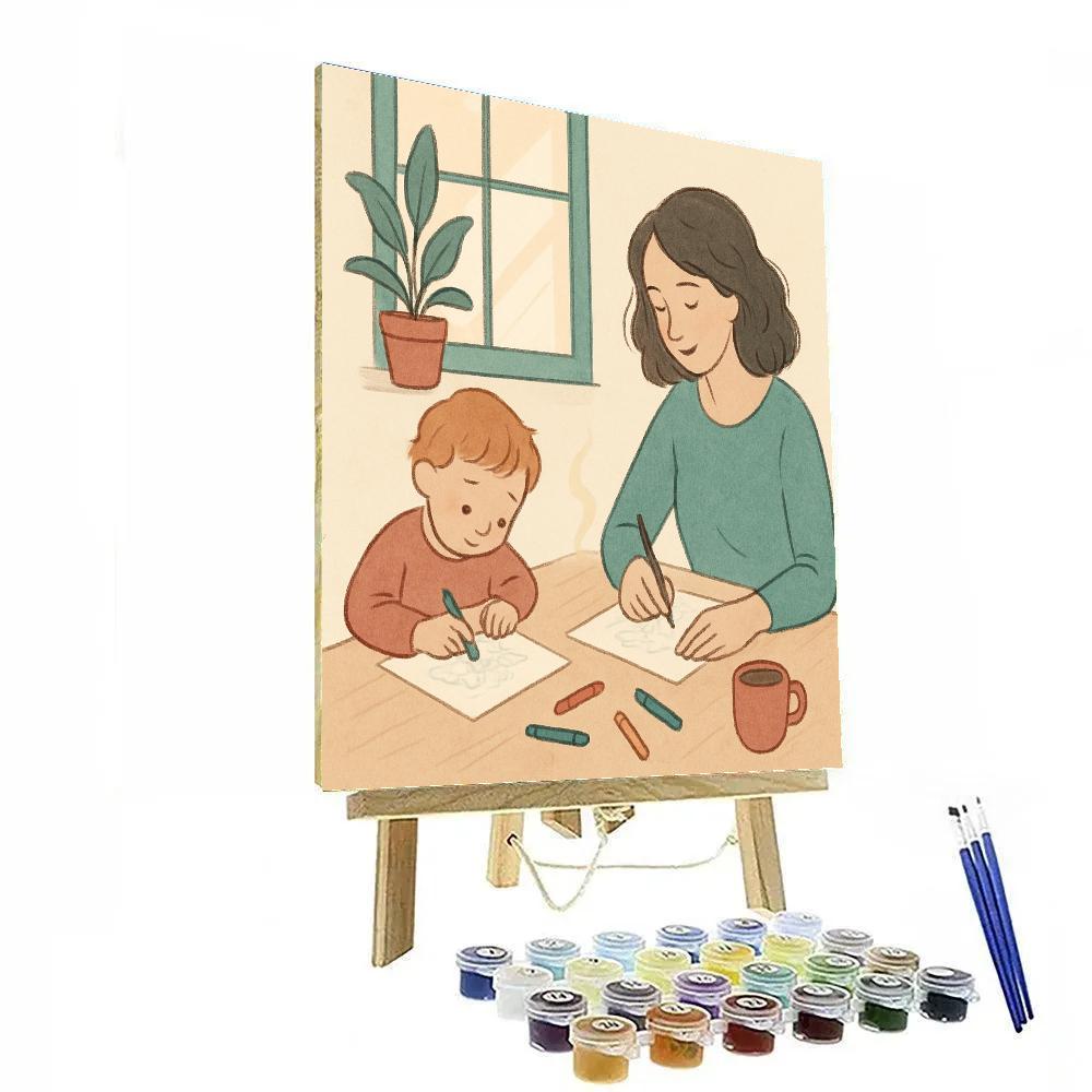 Quiet Morning Coffee And Crayon painting number kit