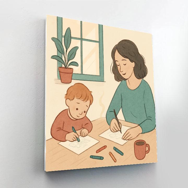 Quiet Morning Coffee And Crayon painting number kit