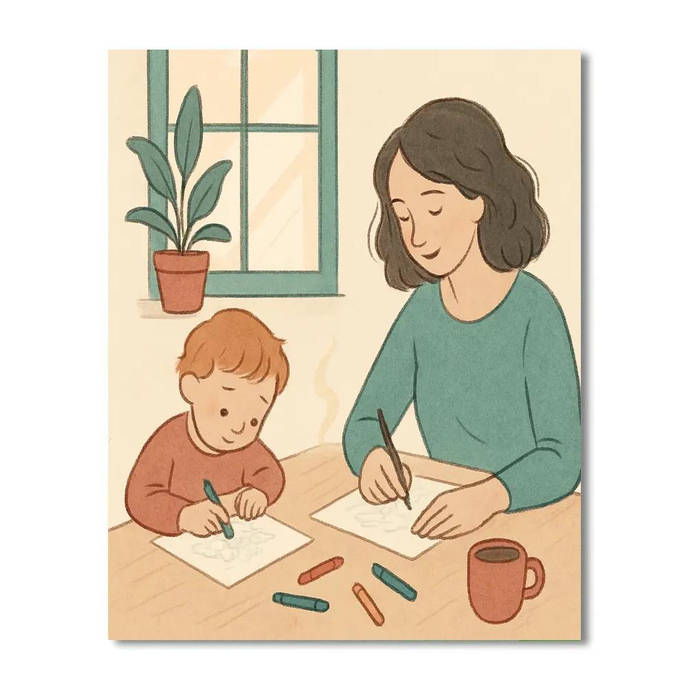 Quiet Morning Coffee And Crayon painting number kit