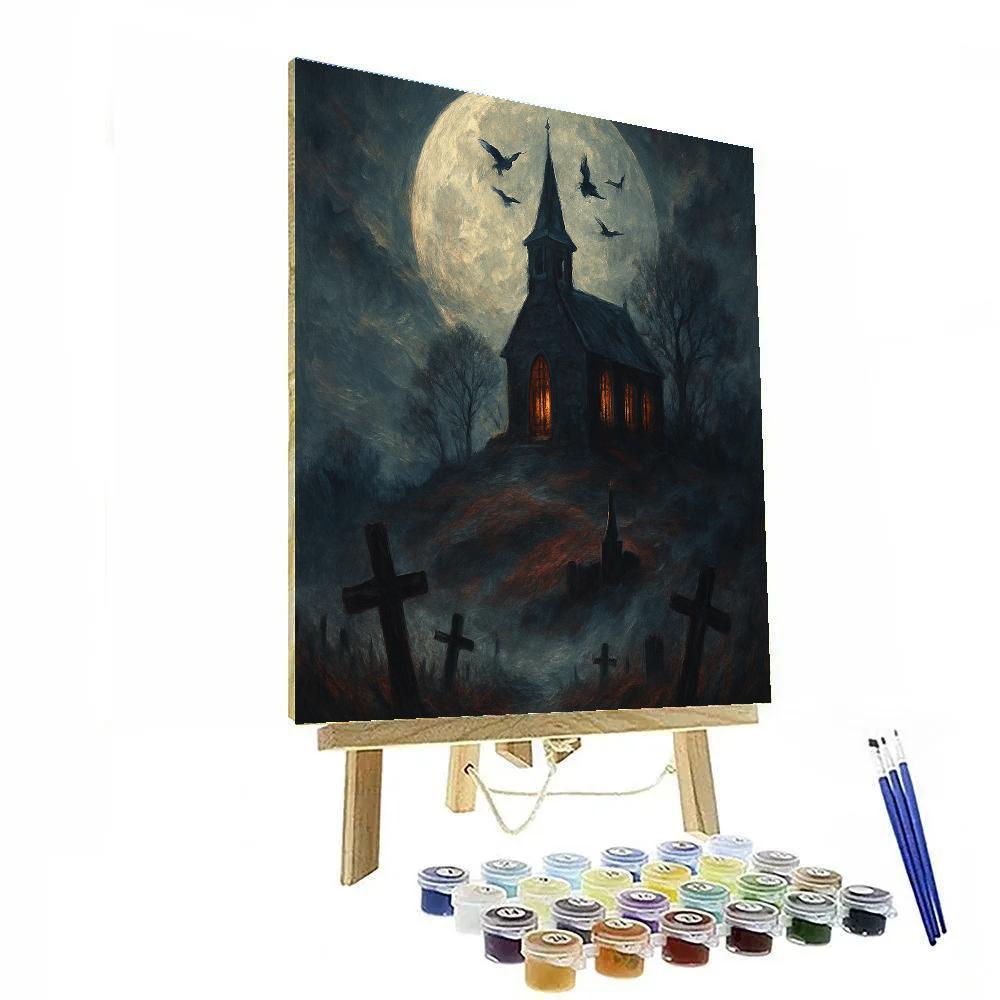 Moonrise Over Hollow Church paint by color