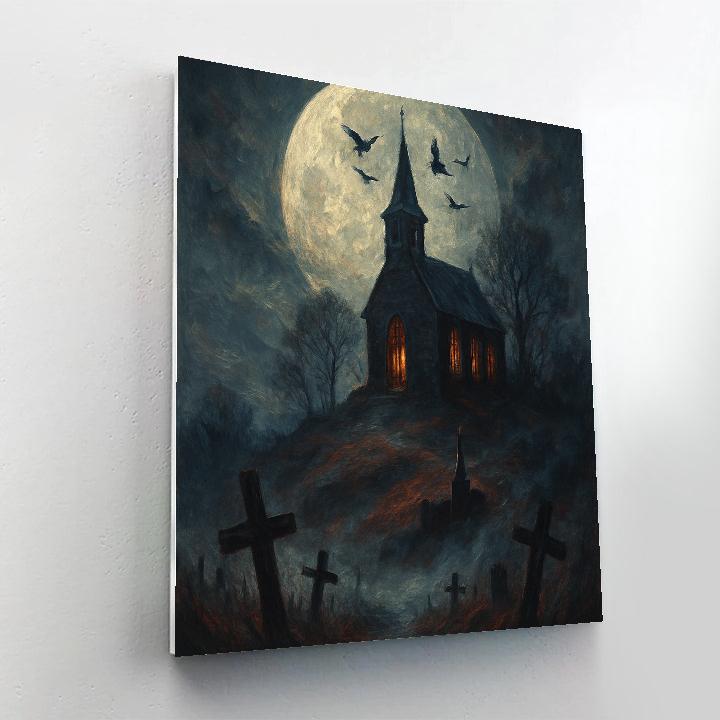 Moonrise Over Hollow Church paint by color